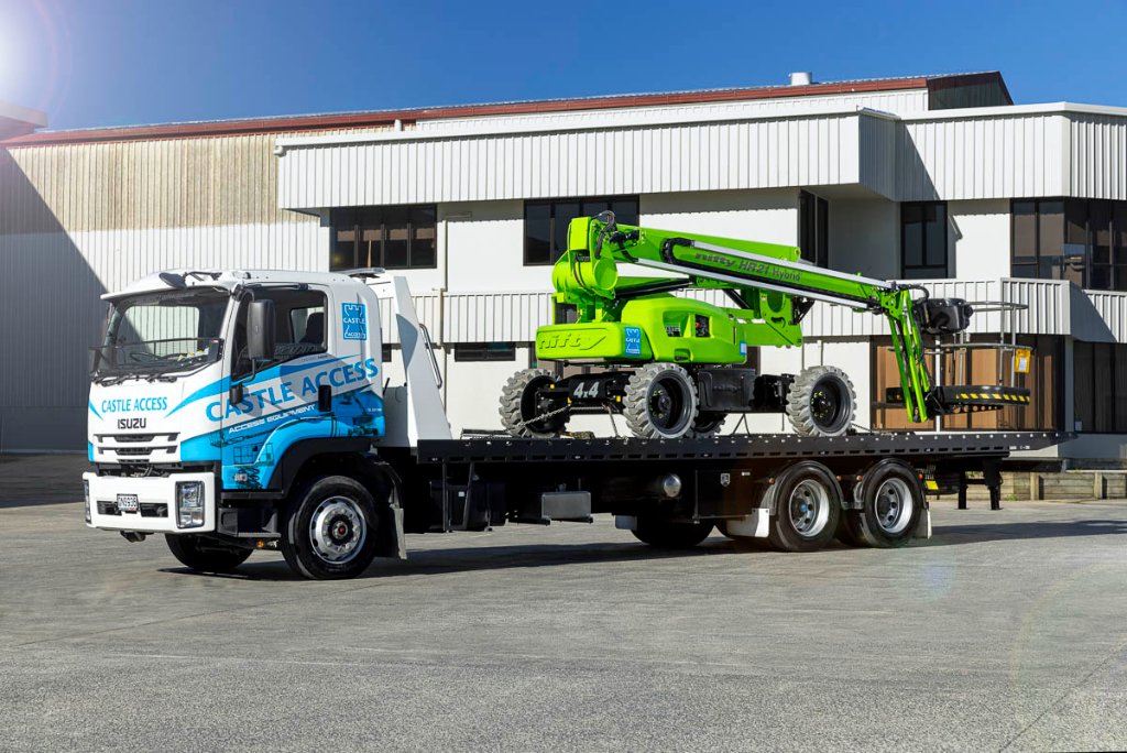 Castle Access machinery transport truck delivering equipment